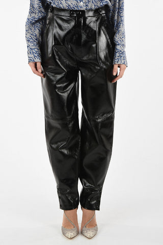Single Pleat Leather Pants 