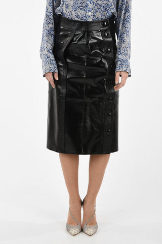 Leather Skirt with snap Button Closure