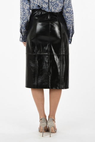 Leather Skirt with snap Button Closure
