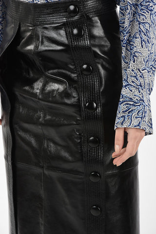 Leather Skirt with snap Button Closure