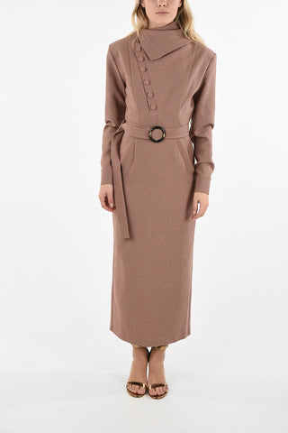 Asymmetrical Collar Midi Dress
