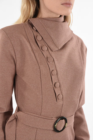 Asymmetrical Collar Midi Dress