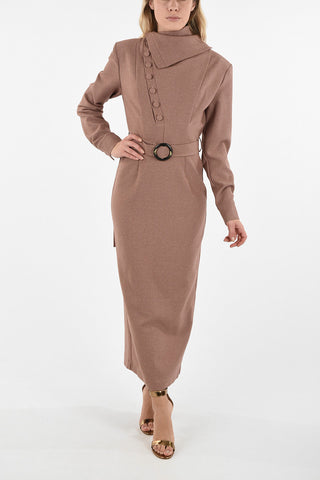 Asymmetrical Collar Midi Dress