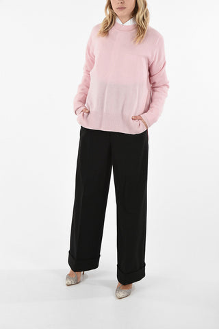Asimmetrical Cashmere Crew-neck Sweater
