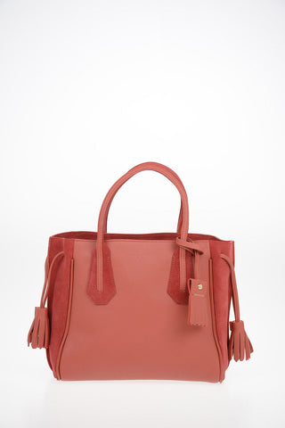  Leather Tote Bag With Suede Details