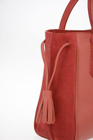  Leather Tote Bag With Suede Details