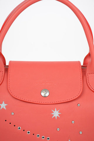 Stars Patterned Leather Tote Bag with Removable Shoulder Strap