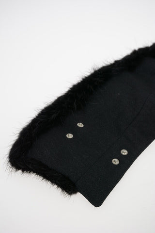 Beaver Fur Neck with Snap Button Closure