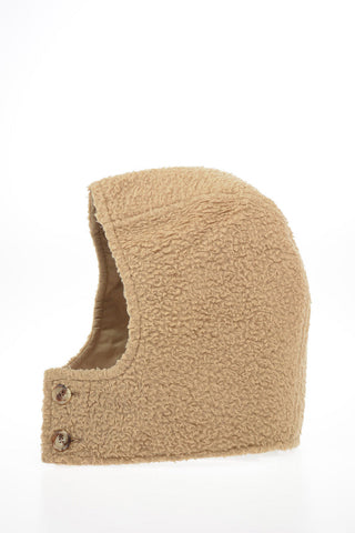 Cappuccio in Lana e Cotone con Chiusura Bottoni 