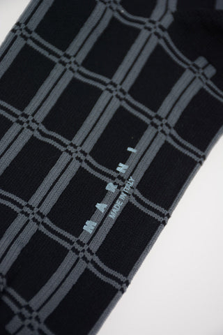 Stretch Fabric Checked High Socks