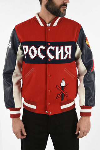 Bomber RUSSIA with Leather Sleeves