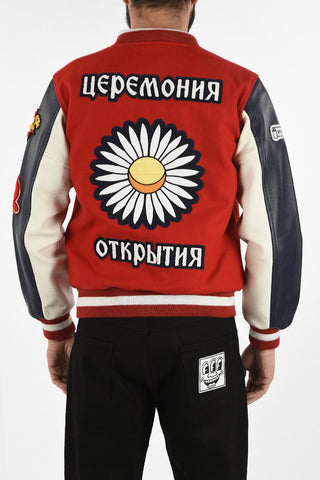 Bomber RUSSIA with Leather Sleeves