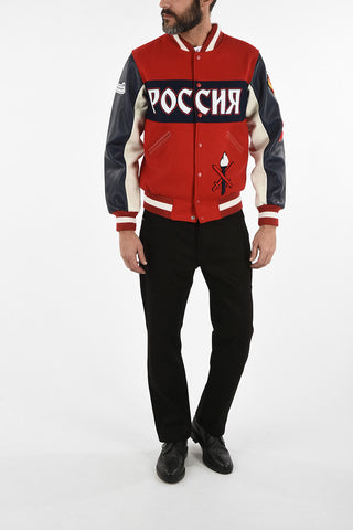 Bomber RUSSIA with Leather Sleeves