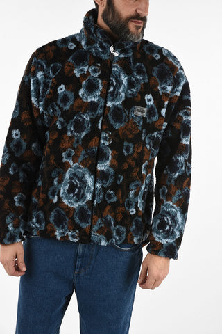 MARTINE ROSE full zip Roses-Print Teddy T-EMIN JACQUARD Jacket