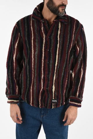 MARTINE ROSE pencil striped T-MARGAY snap button Teddy shirt