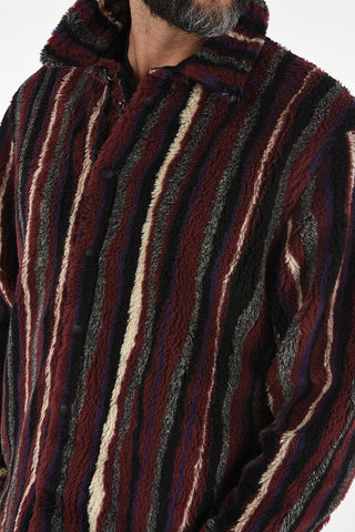 MARTINE ROSE pencil striped T-MARGAY snap button Teddy shirt