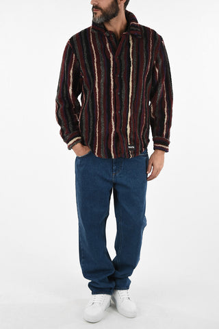 MARTINE ROSE pencil striped T-MARGAY snap button Teddy shirt