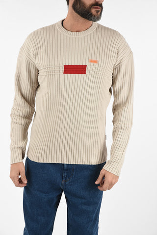 ribbed D-BLANCO crew-neck sweater