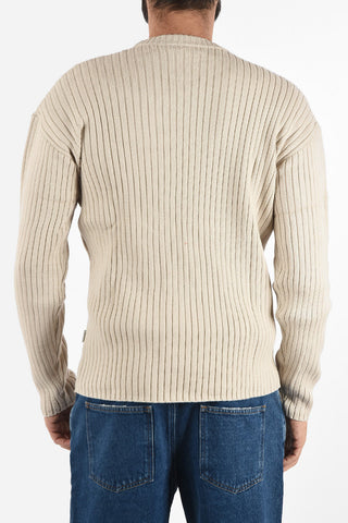 ribbed D-BLANCO crew-neck sweater