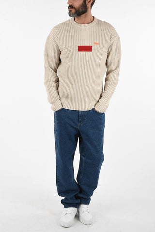 ribbed D-BLANCO crew-neck sweater