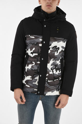 hidden closure camouflage down jacket