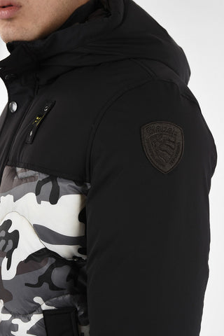 hidden closure camouflage down jacket
