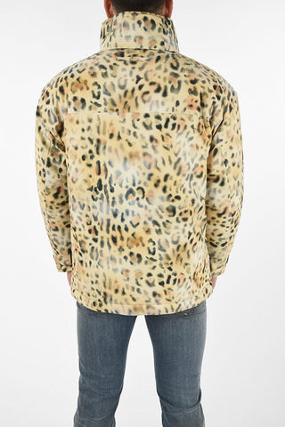 MARTINE ROSE hidden closure cheetah-print A-JAG blouson