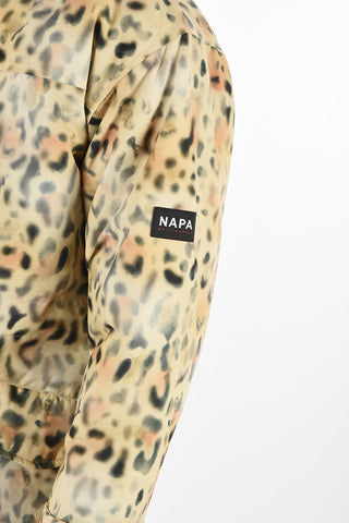 MARTINE ROSE hidden closure cheetah-print A-JAG blouson