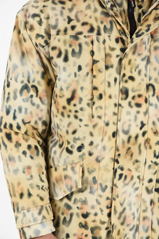 MARTINE ROSE hidden closure cheetah-print A-JAG blouson