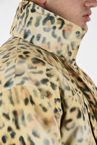 MARTINE ROSE hidden closure cheetah-print A-JAG blouson