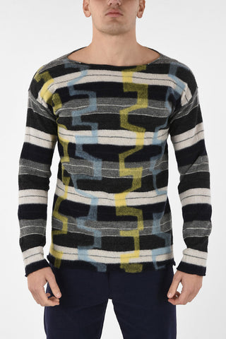 Wool Bayader Print Crew-Neck Sweater
