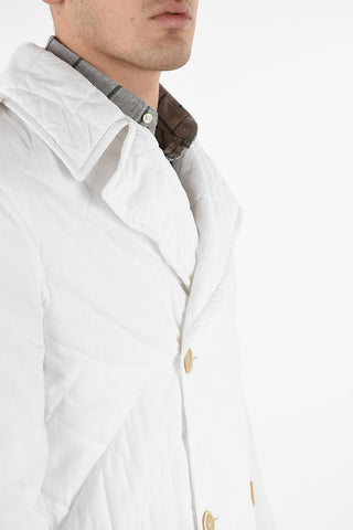 Quilted Double Breasted Coat with Patch Pockets