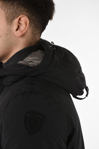 hidden closure down jacket with Real Fur Insert