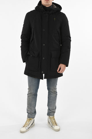 hidden closure down jacket with Real Fur Insert