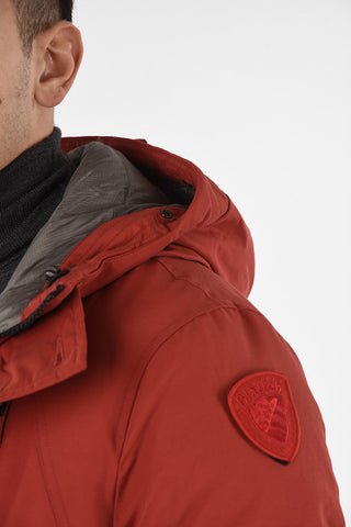 hidden closure down jacket with Real Fur Insert