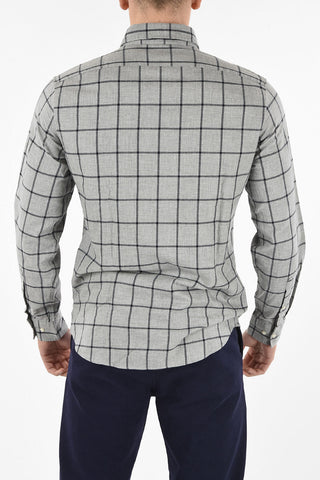 Camicia Windowpane Check a Collo Francese 