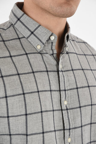 Camicia Windowpane Check a Collo Francese 