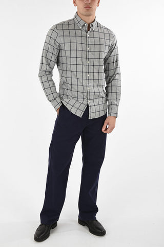 Camicia Windowpane Check a Collo Francese 