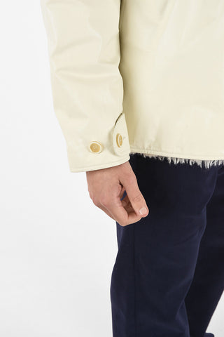 Leather Anorak Jacket with Shearling Hoodie