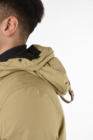 hidden closure down jacket with Real Fur Insert