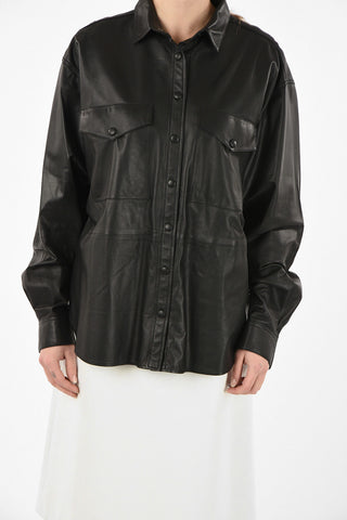 Snap Closure NOVELLA Leather Shirt