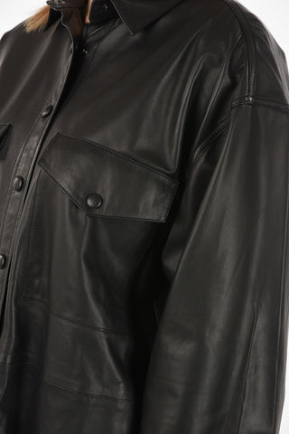 Snap Closure NOVELLA Leather Shirt
