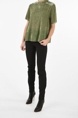 polka dots velvet Turtleneck blouse