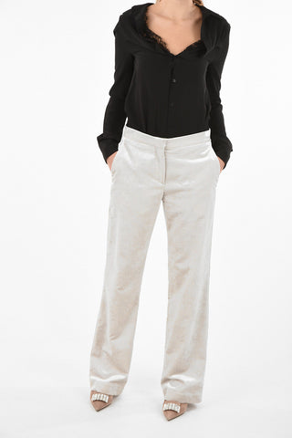 Pantaloni Palazzo in Velluto a Vita Alta 