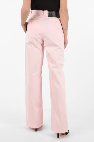 Pantaloni Palazzo a Vita Alta in Cotone
