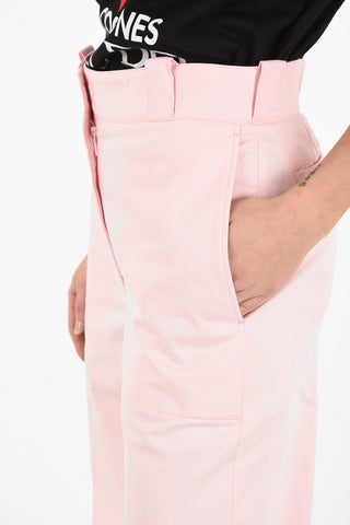 Pantaloni Palazzo a Vita Alta in Cotone
