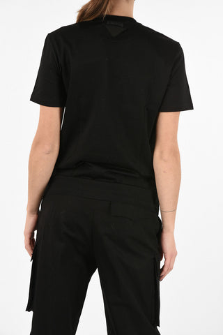 Crewneck T-Shirt With Heart Print And Jewel Details