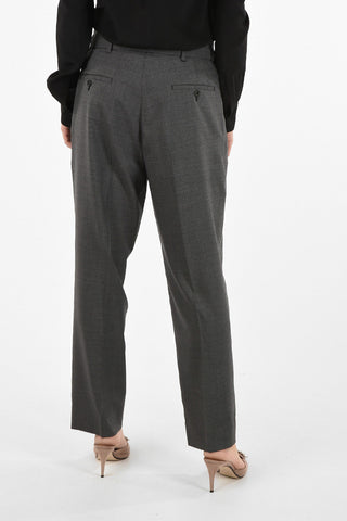 Virgin Wool High Waist Pants With Belt