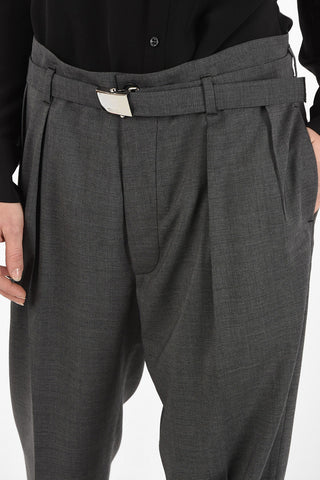 Virgin Wool High Waist Pants With Belt