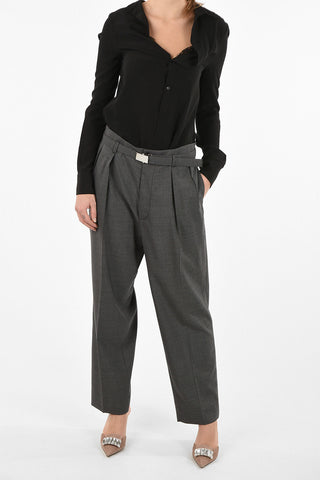 Virgin Wool High Waist Pants With Belt